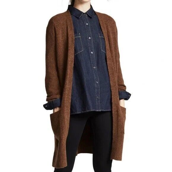 Madewell Long Open Front Cardigan XS EXTRA SMALL BROWN EUC!! - Picture 1 of 5